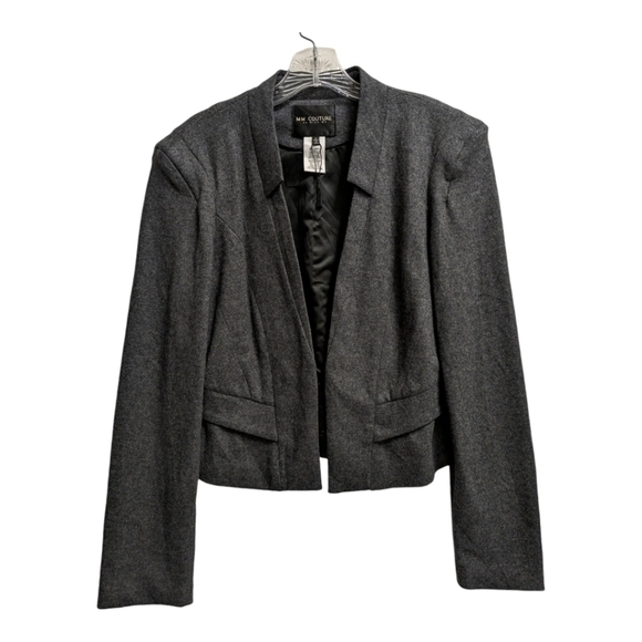 MM Couture by Miss Me gray wool open blazer - Picture 1 of 7